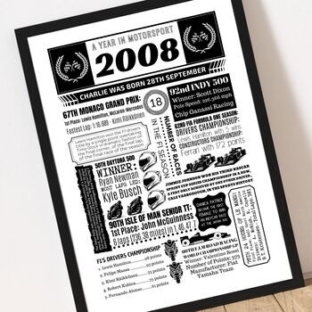 2008 Personalised 18th Birthday Motorsport Print, 4 of 12