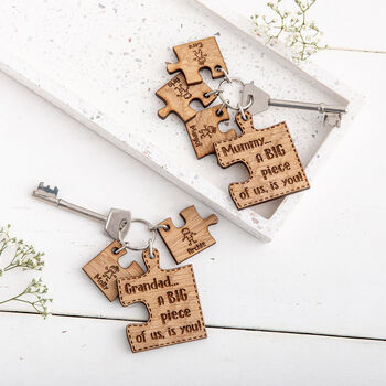 Personalised Family Puzzle Piece Keyring And Charm Set, 3 of 3