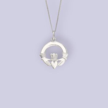 Sterling Silver Claddagh Necklace, 4 of 12