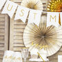 White And Gold Rosette Hanging Decorations, thumbnail 3 of 4