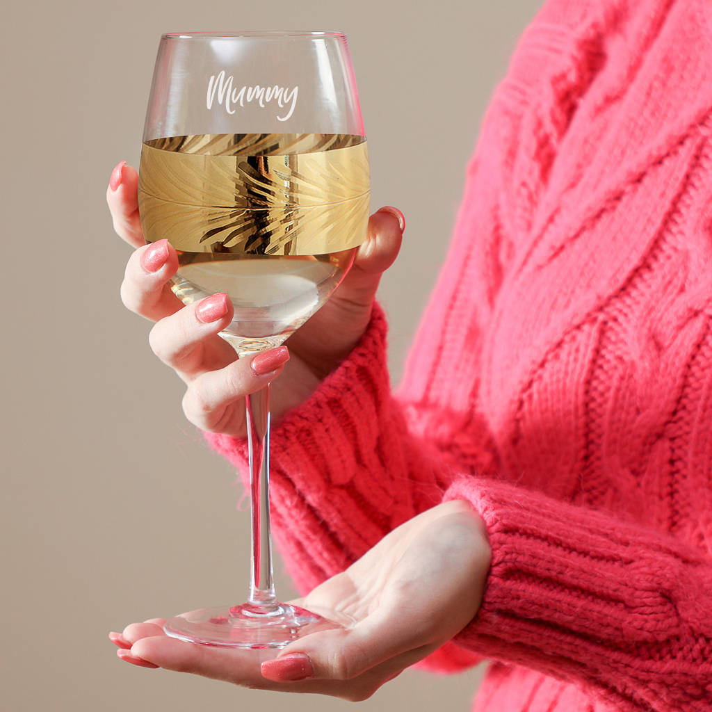 personalised gold wine glass gift by dibor
