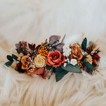 Boho Bridal Flower Crown, 3 of 9