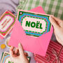 Pack Of Six Noel Colourful Retro Illustrated Christmas Cards, thumbnail 4 of 6