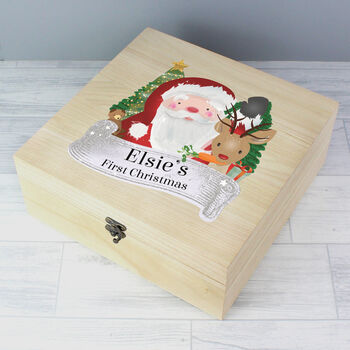 Personalised Colourful Santa Large Wooden Christmas Box, 4 of 6