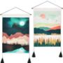 Set Of Two Wall Hanging Landscape Tapestries Tassels, thumbnail 3 of 7