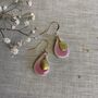 Bright Pink Ceramic Teardrop Earrings Gold Plated, thumbnail 1 of 6