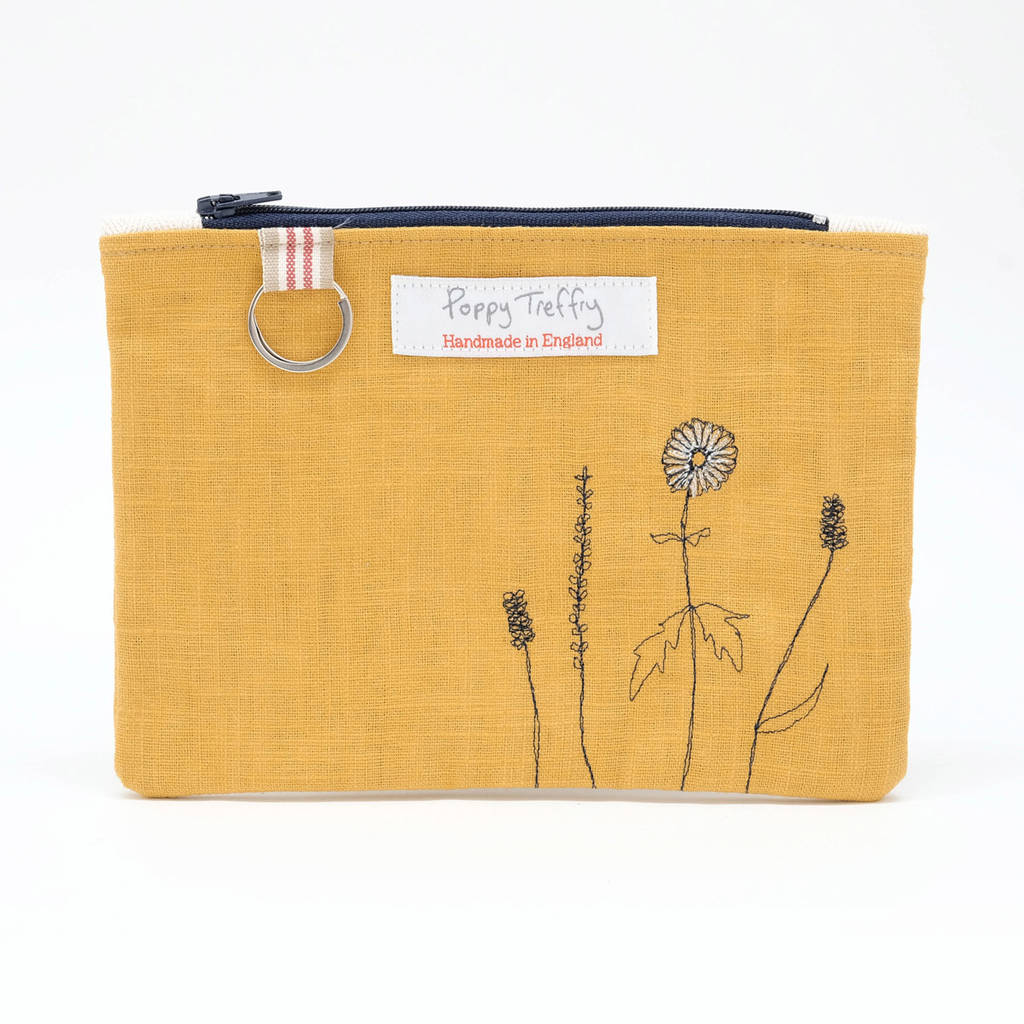 Wild Grasses Flat Embroidered Purse With Keyring