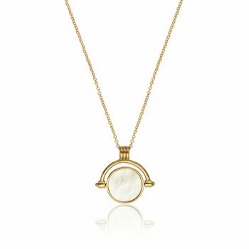 Gold Or Silver Mother Of Pearl Spinning Disc Necklace, 6 of 11
