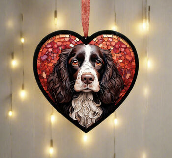 Springer Spaniel Stained Glass Effect Heart Suncatcher, 7 of 7