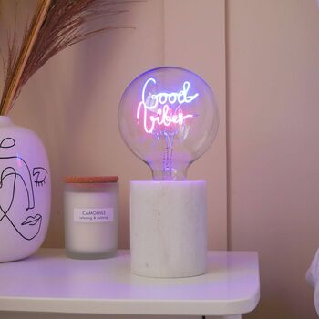 Good Vibes Light Bulb And Desk Lamp, 3 of 5