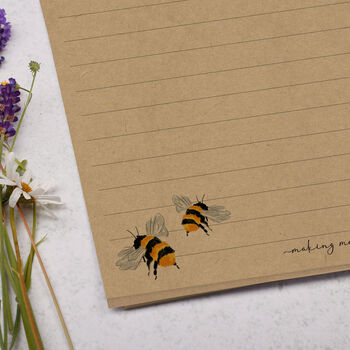 A5 Kraft Letter Writing Paper With Bumble Bees, 2 of 4