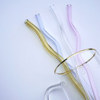 Assorted Coloured Glass Reusable Straws Set Of Four, 2 of 2