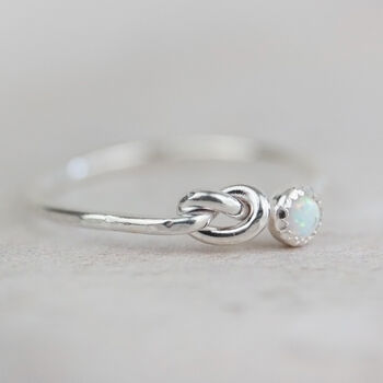 Sterling Silver Love Knot Ring With Birthstones, 6 of 9