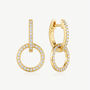 Double Hoop Pavé Earrings With Round Removable Charms In Gold, thumbnail 2 of 4