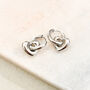 Chunky Puffed Heart Charm Huggie Hoop Earrings, thumbnail 1 of 2