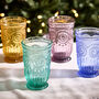 Set Of Four Vintage Colour Embossed Highball Tumblers, thumbnail 1 of 7