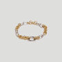 Mixed Metal Rolo Chain Bracelet In 18 K Gold And Rhodium Plated Sterling Silver, thumbnail 4 of 7