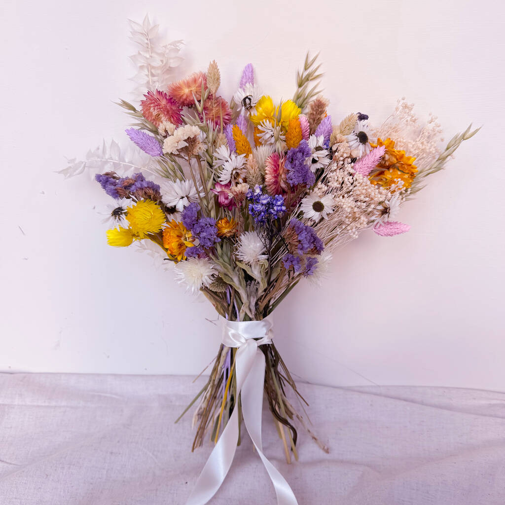 Colourful Wildflower Dried Flower Bouquet, 1 of 6