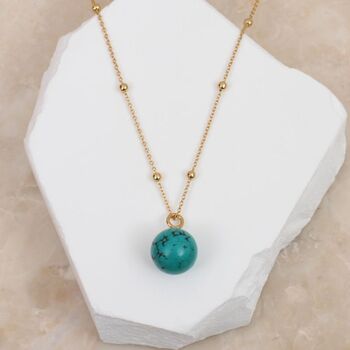 Personalised Gold And Turquoise Stone Pendant Necklace, 2 of 4