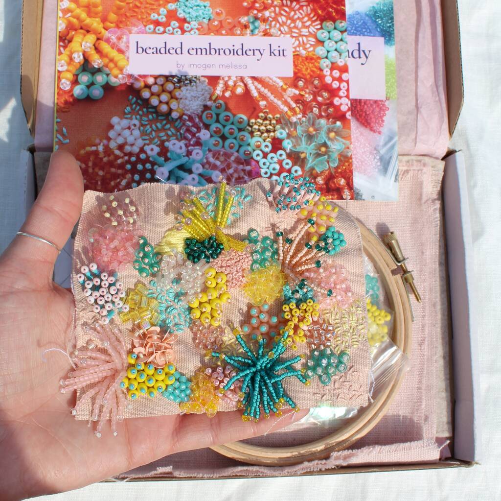 Beaded Embroidery Kit In 'Pastel', 1 of 10