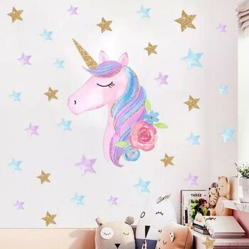 Unicorn And Stars Kid’s Room Decal Wall Stickers, 4 of 5