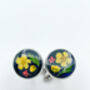 Cufflinks Real Yellow Flowers Leaves Hand Made Stainless Steel 12mm, thumbnail 2 of 10