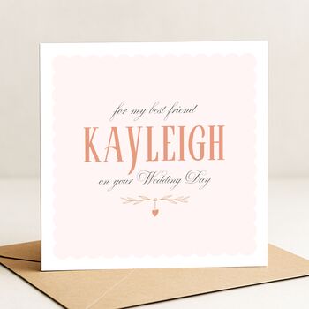 Best Friend On Wedding Day Personalised Card, Gift For Bride, 2 of 8