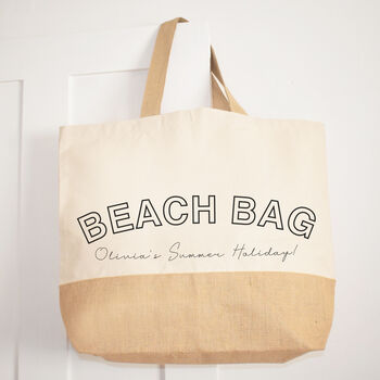 Personalised Slogan Beach Bag, Jute And Canvas Xl Bag, 2 of 4