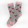 Personalised Christmas Flamingo Bamboo Socks With Gold Foil Label, thumbnail 7 of 12