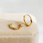 Gold Plated Twisted Huggie Hoop Earrings, thumbnail 1 of 5