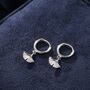 Sterling Silver Ginkgo Leaf Hoops Earrings, thumbnail 1 of 8