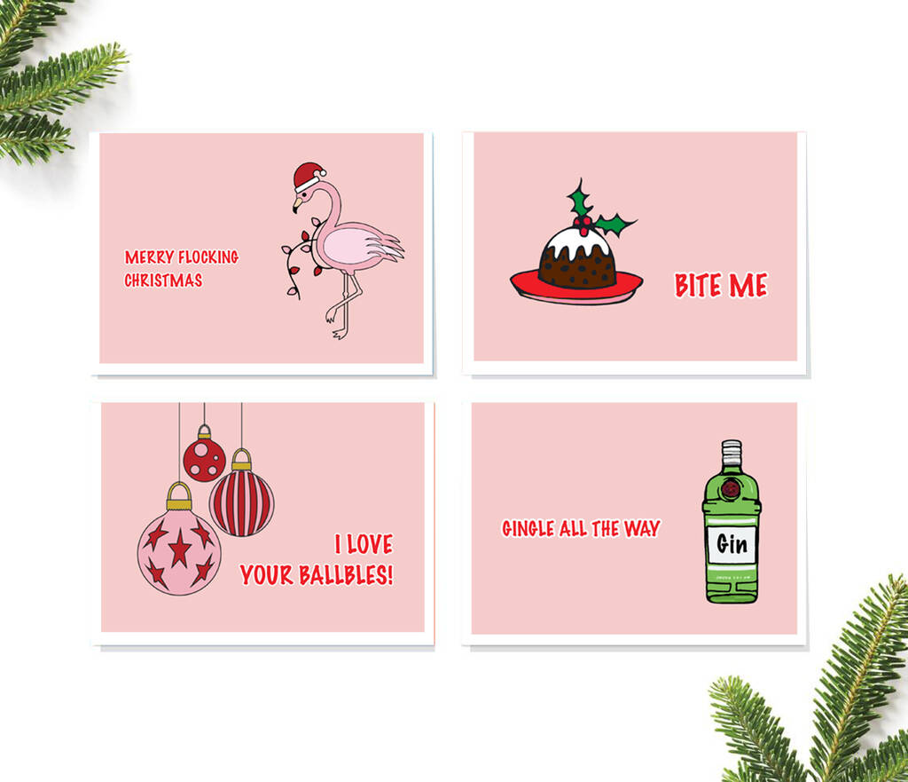 Pack Of Four Sassy Christmas Cards, 1 of 5