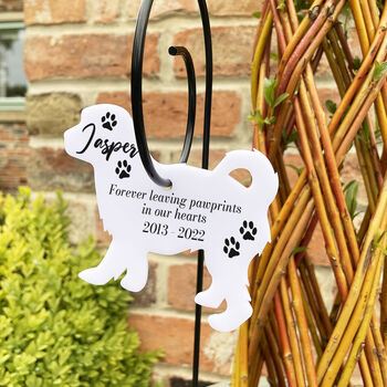 Dog Breed Silhouette Pet Memorial Tag Wire Holder, 2 of 5