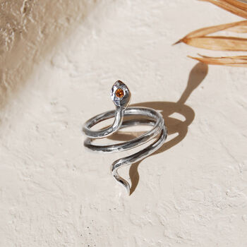 Kundali Personalised Birthstone Serpent Ring, 7 of 9