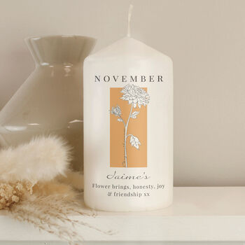 Personalised Birth Flower Pillar Candle, 11 of 12