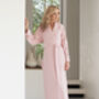 Women's Powder Pink Two Fold Flannel Robe, thumbnail 1 of 2