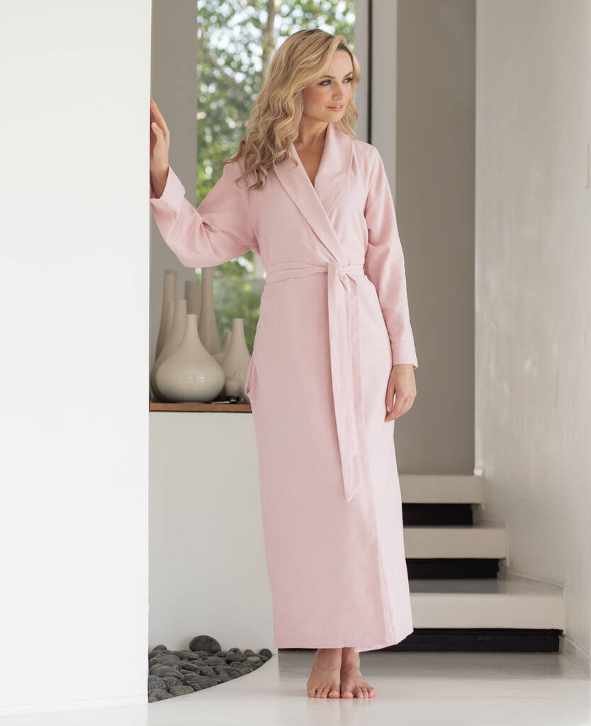 Women's Powder Pink Two Fold Flannel Robe By BRITISH BOXERS ...