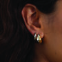 Teardrop Hoop Earrings In 18 K Gold And Rhodium Plated Sterling Silver, thumbnail 5 of 7