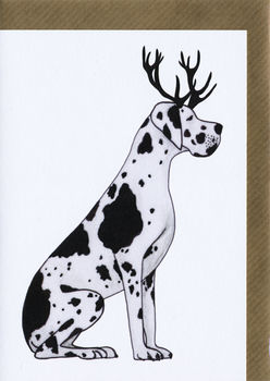 Illustrated Great Dane Deer Blank Card, 2 of 2