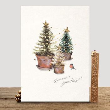 Little Tree And Wreath Christmas Card Pack, 2 of 3