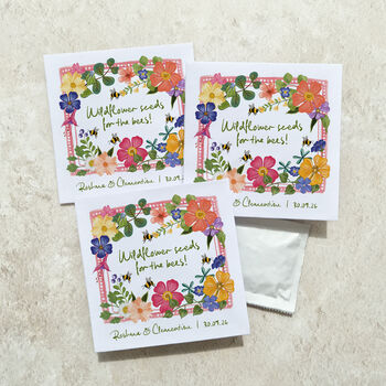 10 X Colourful Floral Wildflower Seed Packet Wedding Favours, 4 of 10