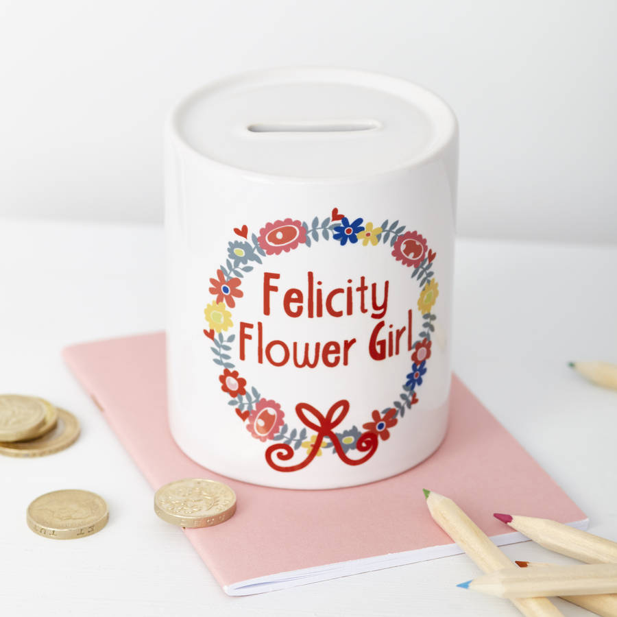 Girls Personalised Flower Girl Money Box By TillieMint