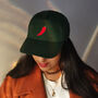 Chilli Embroidered Green Hat, thumbnail 1 of 4