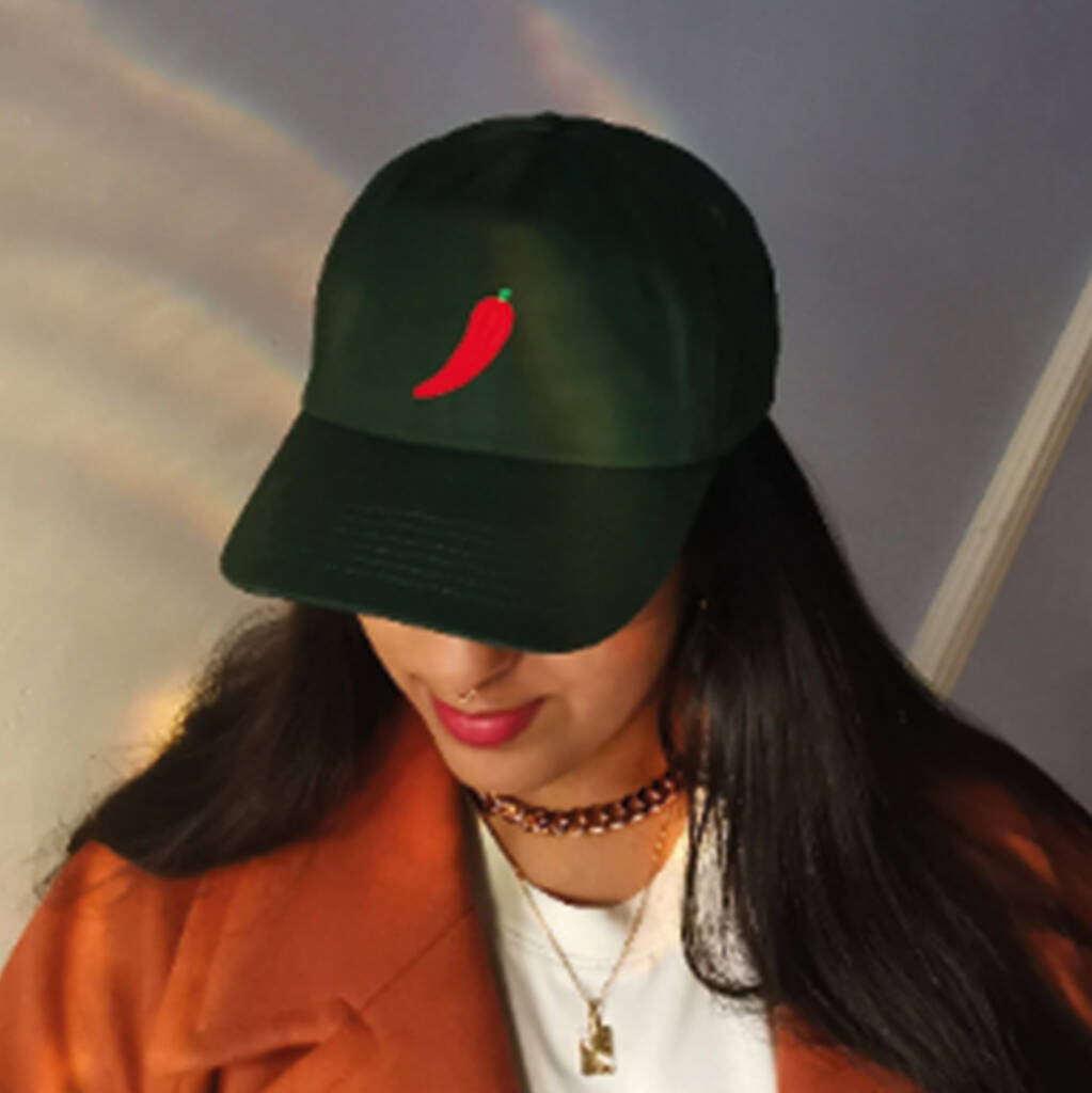 Chilli Embroidered Green Hat, 1 of 4