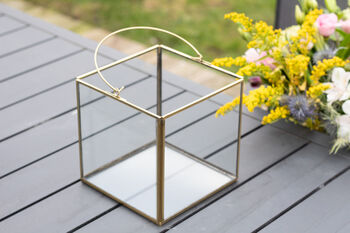 Glass Lantern With Candle Holder Cube Shape, 6 of 10