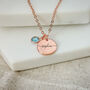 Rose Gold Plated Engraved Name And Birthstone Necklace, thumbnail 1 of 6