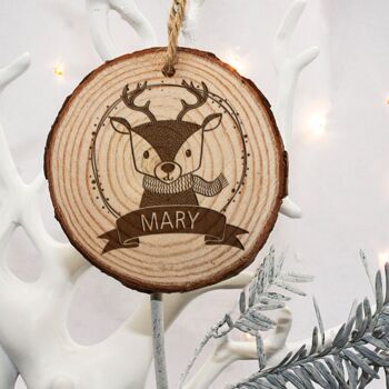 Personalised Natural Pine Wood Christmas Decoration, 3 of 12