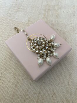 Gold Antique Indian Kundan And Pearl Tikka, 2 of 5