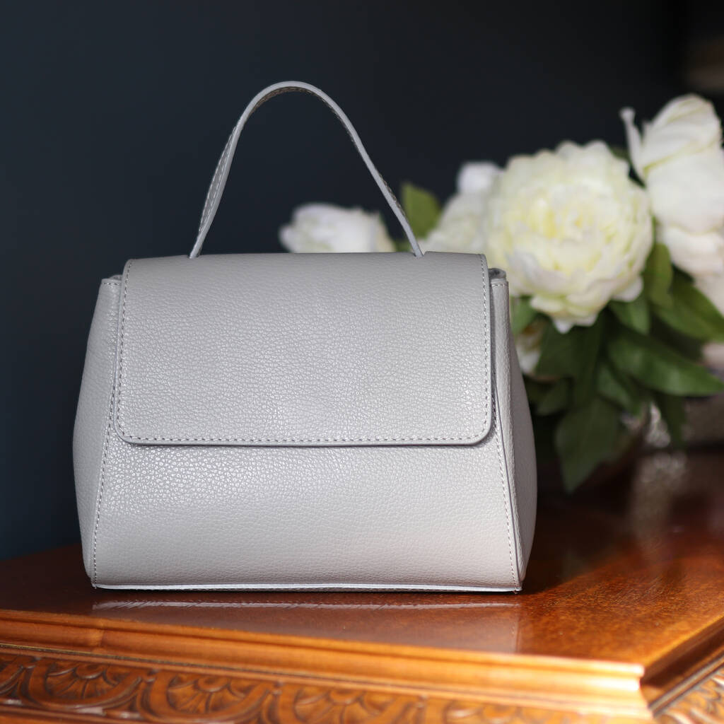 Leather Top Handle Handbag, Grey By The Leather Store