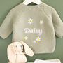 Personalised Baby Cardigan With Daisy And Name Embroidery, thumbnail 1 of 12